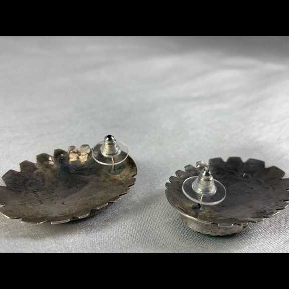 Sterling and malachite earrings - Picture 7 of 8